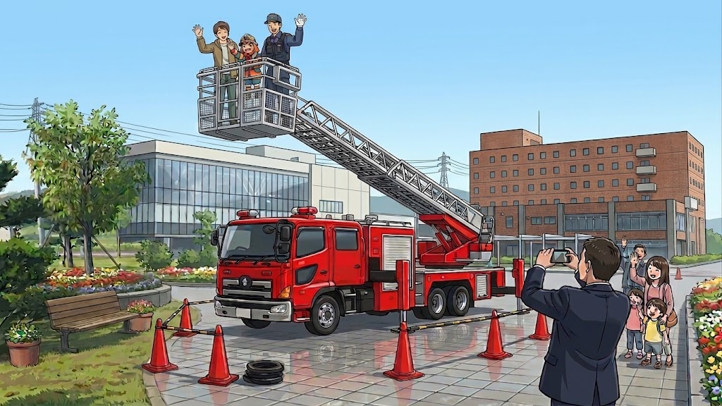 はしご車搭乗体験